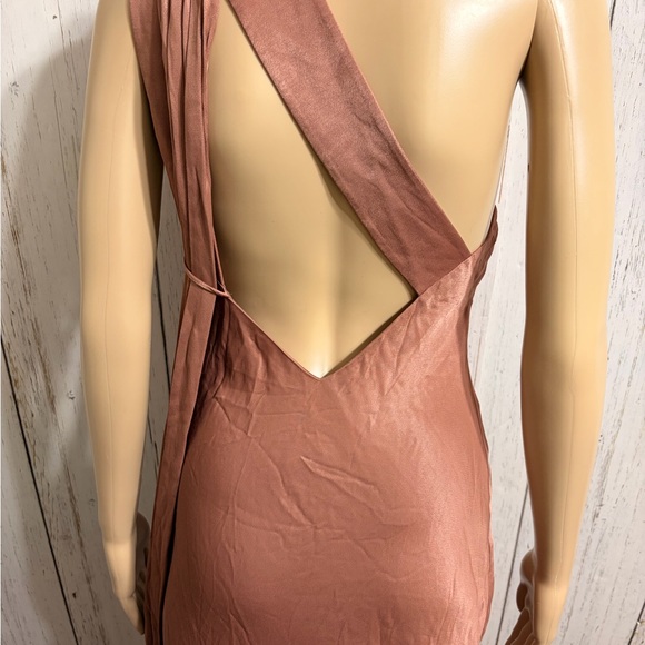 BHLDN Anthropologie Nicoletta One-Shoulder Tan Pink Mauve Dress - Picture 5 of 10